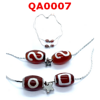 QA0007 : สร้อยคอหินทิเบต 2 เส้นเป็นคู่