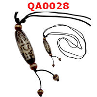 QA0028 : สร้อยคอหินทิเบต ลายเทพกวนอู
