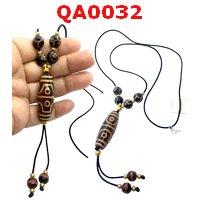 QA0032 : หินทิเบต ลาย 8 ตา+หลายลายพร้อมสร้อยคอเชือก