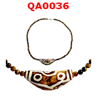 QA0036 : หินทิเบต ลาย 7 ตาร้อยด้วยหินตาเสือ