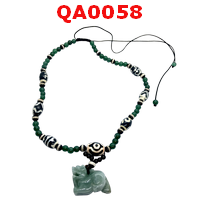 QA0058 : สร้อยคอหินทิเบตหลายลาย พร้อมปี่เซียะ