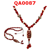 QA0087 : สร้อยคอหินทิเบต 5 ตา+หลายลาย