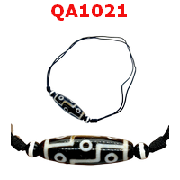 QA1021 : สร้อยคอหินทิเบต 9 ตาอย่างดี สร้อยปรับสั้นยาวได้