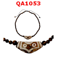 QA1053 :  หินทิเบต ลาย 7 ตาร้อยด้วยหินตาเสือ