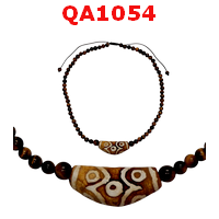 QA1054 :  หินทิเบต ลาย 9 ตาร้อยด้วยหินตาเสือ