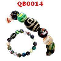 QB0014 : สร้อยข้อมือหินทิเบตลาย 2 ตา