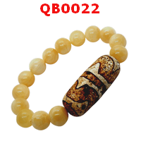 QB0022 : สร้อยข้อมือหินทิเบตลายเขี้ยวเสือคู่