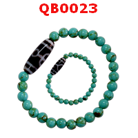 QB0023 : สร้อยข้อมือหินทิเบตลายผู้สูงศักดิ์