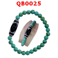 QB0025 : สร้อยข้อมือหินทิเบตลาย 3 ตา