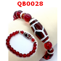 QB0028 : สร้อยข้อมือหินDZI ลายกระดองเต่า+หมอยา