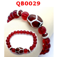 QB0029 : สร้อยข้อมือหินDZI ลายกระดองเต่า+หมอยา