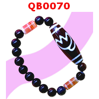 QB0070 : สร้อยข้อมือ DZI ลายดอกบัว