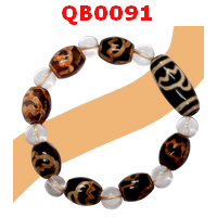 QB0091 : สร้อยข้อมือ DZI ลายดอกบัว