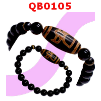 QB0105 : สร้อยข้อมือหินDZI ลายไฉ่ซิงเอี๊ย