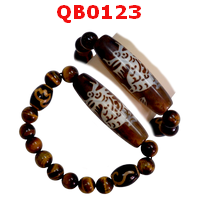 QB0123 : สร้อยข้อมือหินทิเบต  ลายมังกร
