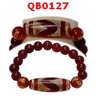 QB0127 : สร้อยข้อมือหินทิเบต  ลายเขี้ยวเสือ