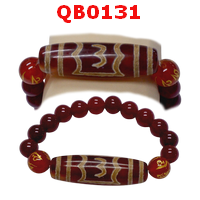QB0131 : สร้อยข้อมือหินทิเบต  ลายนกวิเศษ