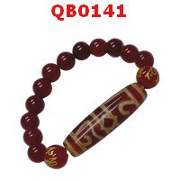 QB0141 : สร้อยข้อมือหินทิเบต  ลายหมวกลามะ