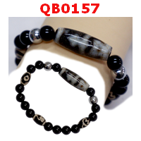 QB0157 : สร้อยข้อมือหินทิเบต ลายแก้ววิเศษ ลายหินเก่า