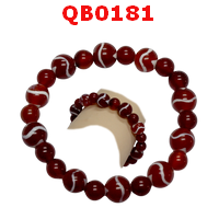 QB0181 : สร้อยข้อมือหินทิเบต ลายคลื่น 10 เม็ด