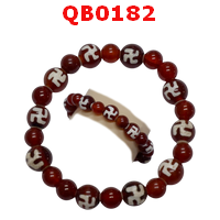 QB0182 : สร้อยข้อมือหินทิเบต ลายสวัสดิกะ 10 เม็ด