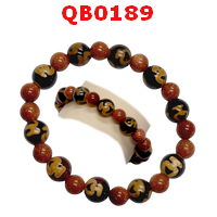 QB0189 : สร้อยข้อมือหินทิเบต  ลายแก้ววิเศษ 10 เม็ด