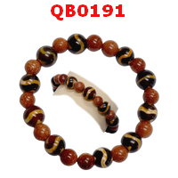 QB0191 : สร้อยข้อมือหินทิเบต  ลายคลื่น 10 เม็ด
