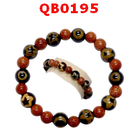 QB0195 : สร้อยข้อมือหินทิเบต  ลายดาว 10 เม็ด