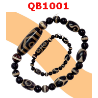 QB1001 : สร้อยข้อมือหินทิเบต 3 ตา +4 ลาย