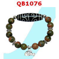 QB1076 : สร้อยข้อมือหิน 8 ตา ร้อยกับหินยูนาไค้ท์