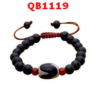 QB1119 : สร้อยข้อมือหินDZI เขี้ยวเสือ
