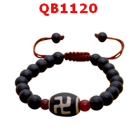 QB1120 : สร้อยข้อมือหินDZI สวัสดิกะ