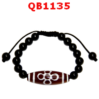 QB1135 : สร้อยข้อมือหินDZI 5 ตา สายฟ้า