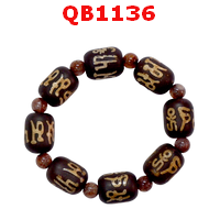 QB1136 : สร้อยข้อมือหินDZI คาถาทิเบต