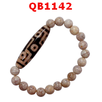 QB1142 : สร้อยข้อมือหิน DZI 9 ตาลายเกล็ดมังกร