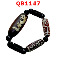 สร้อยข้อมือหิน DZI ลายมังกรคู่  6 ตา และ 9 ตา