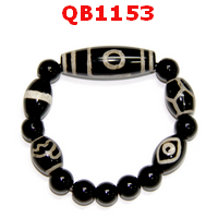 QB1153 : สร้อยข้อมือหิน DZI ลาย 1 ตาภูเขา+ 4 ลาย