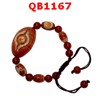 QB1167 : สร้อยข้อมือหิน DZI ตามังกร หรูยี่ 1 ตาสวัสดิกะ