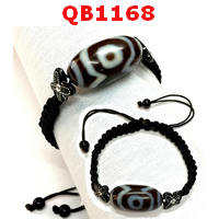 QB1168 : สร้อยข้อมือหินทิเบต 3 ตาเชือกถัก