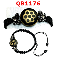 QB1176 : สร้อยข้อมือDZI 7 ตาดอกโบตั๋น เชือกถัก
