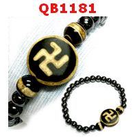 QB1181 : สร้อยข้อมือDZI สวัสดิกะ หมอยา เฮมาไทด์