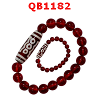 QB1182 : สร้อยข้อมือ DZI 3 ตาใบโพธิ์