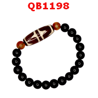 QB1198 : สร้อยข้อมือ DZI ลายเขี้ยวเสือคู่