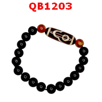 QB1203 : สร้อยข้อมือ DZI 2 ตาภูเขา