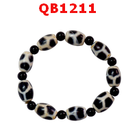 QB1211 : สร้อยข้อมือ DZI ลายกระดองเต่า 9 เม็ด