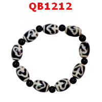 QB1212 : สร้อยข้อมือ DZI  ลายต้นโพธิ์ 9 เม็ด