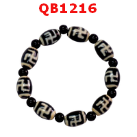 QB1216 : สร้อยข้อมือ DZI ลายสวัสดิกะ 9 เม็ด