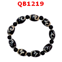 QB1219 : สร้อยข้อมือ DZI ลายหรูยี่ 9 เม็ด
