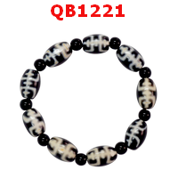 QB1221 : สร้อยข้อมือ DZI ลายอายุยืน 9 เม็ด