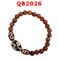 QB2026 : สร้อยข้อมือหินDZI  แก้ววิเศษ ตะขอ และ 1 ตา